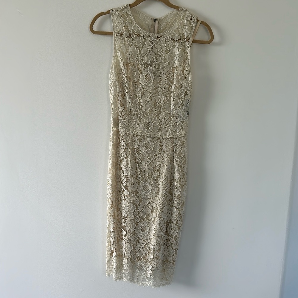 Dolce & Gabbana Lace Dress 100% Silk Removable Slip Size 40 Italian